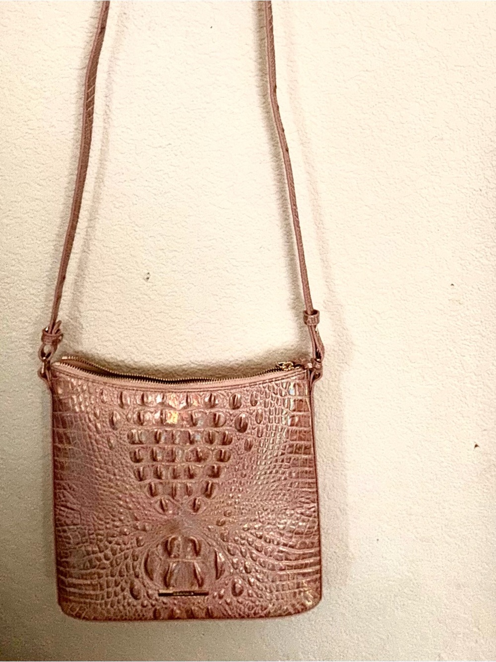 Brahmin Rose Gold Croc-Embossed Crossbody